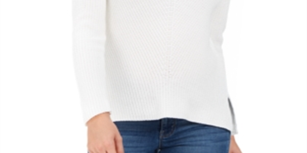 Style & Co Women's Ribbed V Neck Cotton Sweater White Size XX-Large