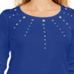 Karen Scott Women's Cotton Grommet Embellished Top Blue Size X-Small