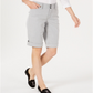 Charter Club Women's Striped Tummy Control Bermuda Shorts Gray Size 12 Petite