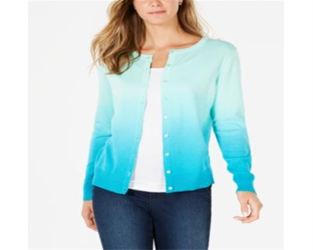 Charter Club Women's Ombre Cardigan Blue Size Medium