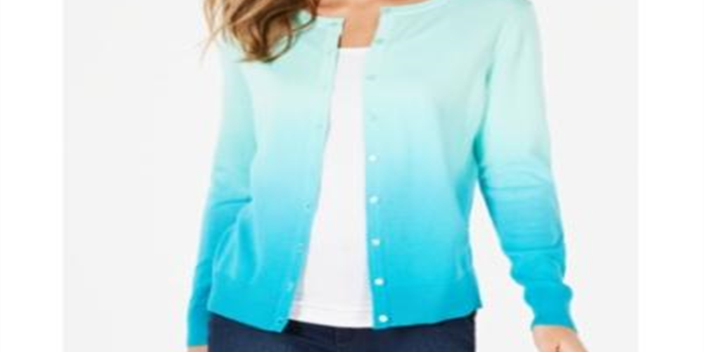 Charter Club Women's Ombre Cardigan Blue Size Medium
