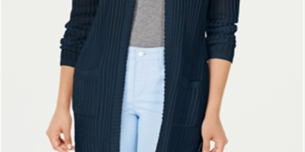 Charter Club Women's Vertical Stitch Completer Sweater Blue Size X-Large
