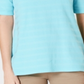 Charter Club Women's Cotton Texture Striped Elbow Sleeve Top Blue Size Large