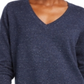 Maison Jules Women's Cotton V Neck Tunic Sweater Blue Size Large