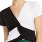 INC International Concepts Women's Colorblocked Twist Front Top Black Size Petite Medium