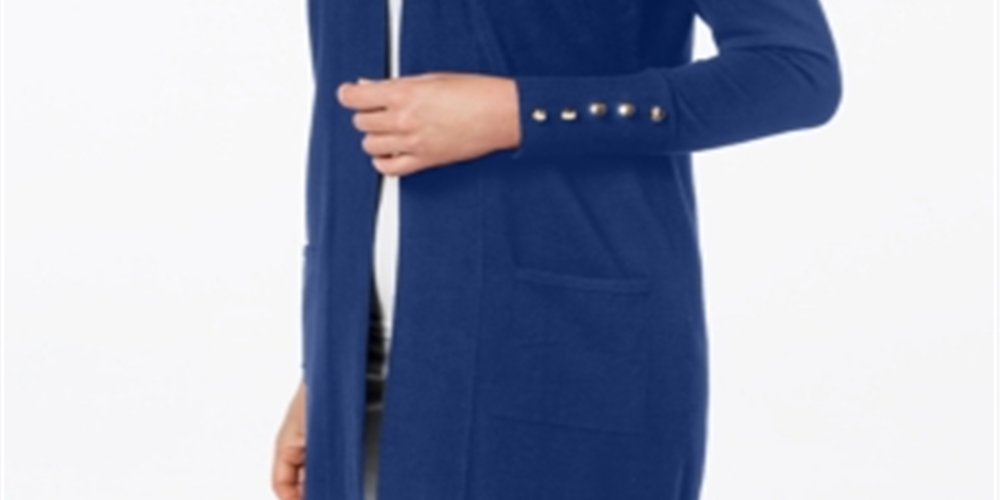 JM Collection Women's Open Front Cardigan Blue Size Petite S