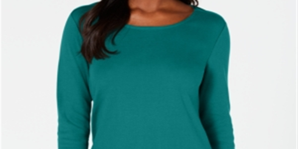 Karen Scott Women's Tulip Hem Top Green Size X-Large