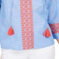 Charter Club Women's Embroidered Tasseled Blouse Blue Size X-Large