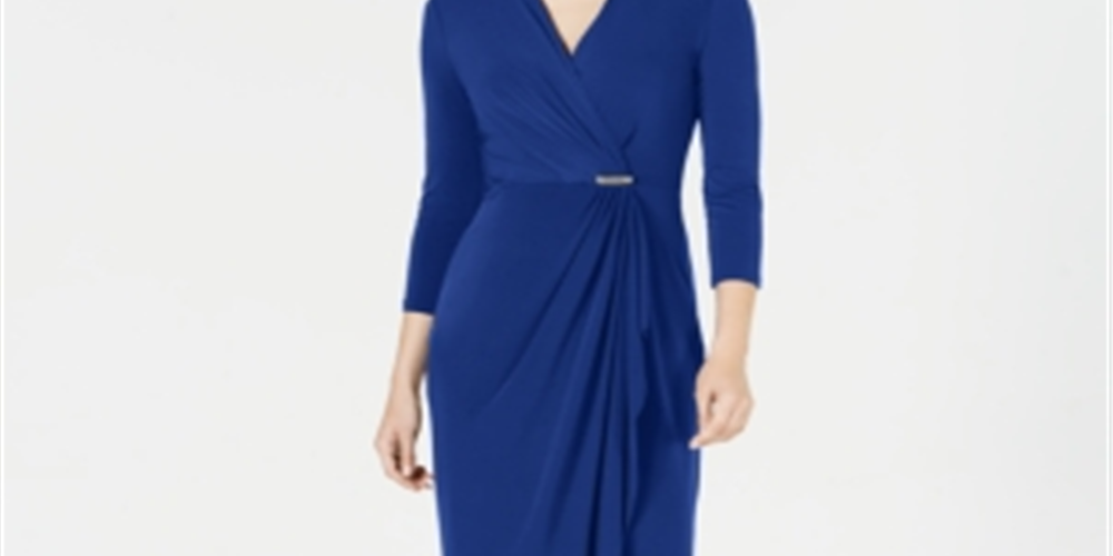 Charter Club Women's Hardware Faux Wrap Dress Blue Size XX-Large