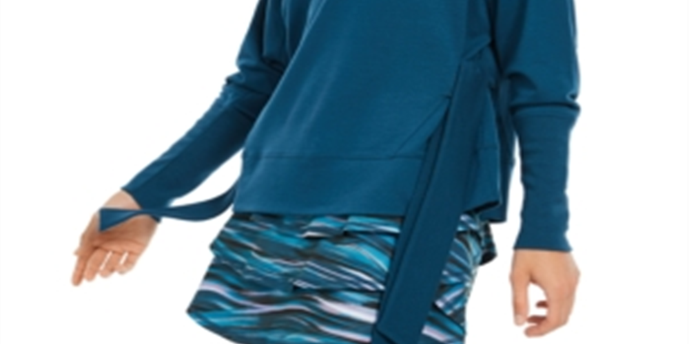 Ideology Women's Teal Long Sleeve Mock Active Wear Sweater Green Size X-Small