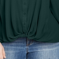 INC International Concepts Women's Plus Twist Front Button Up Top Green Size 0X