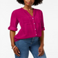 Charter Club Women's Roll Tab Button Down Top Pink Size Small