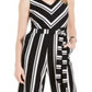 Charter Club Women's Striped Belted Jumpsuit  Black Size Small