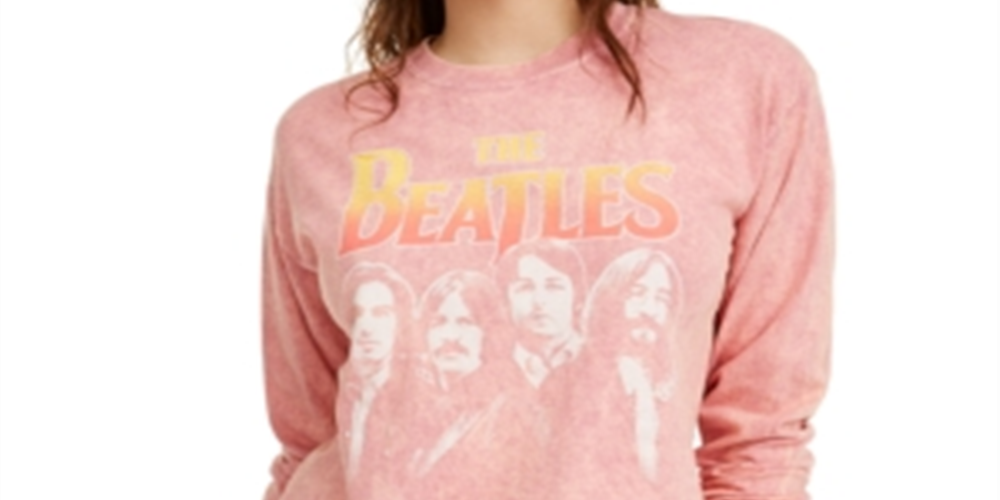 True Vintage Women's The Beatles Logo T-Shirt Cotton Graphic Red Size Medium