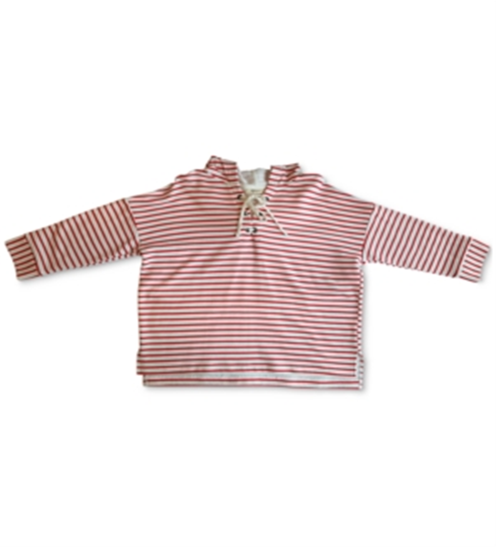 Style & Co Women's Striped Lace Up Hoodie Red Size Medium