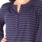 NY Collection Women's Printed Henley Top Blue Size Petite Small
