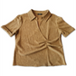 Alfani Women's Pleated Waist Surplice Henley Top Brown Size Large