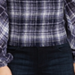 INC International Concepts Women's Plaid Smocked Top Blue Size X-Large