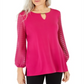 JM Collection Women's Puff Sleeve Top Pink Size X-Large