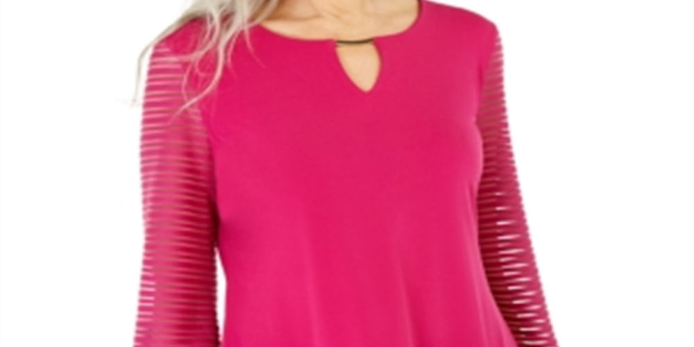 JM Collection Women's Puff Sleeve Top Pink Size X-Large