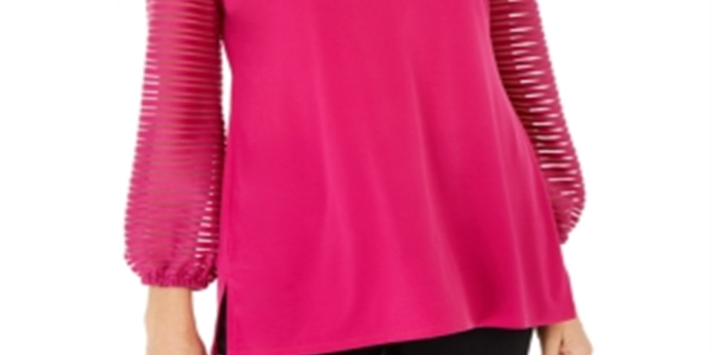 JM Collection Women's Puff Sleeve Top Pink Size X-Large