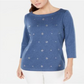 Karen Scott Women's Cotton Grommet Top Blue Size Large