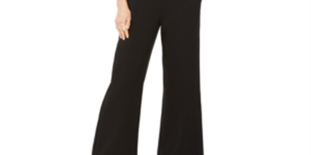 Vince Camuto Women's Puff Sleeve Wide Leg Jumpsuit Black Size 10