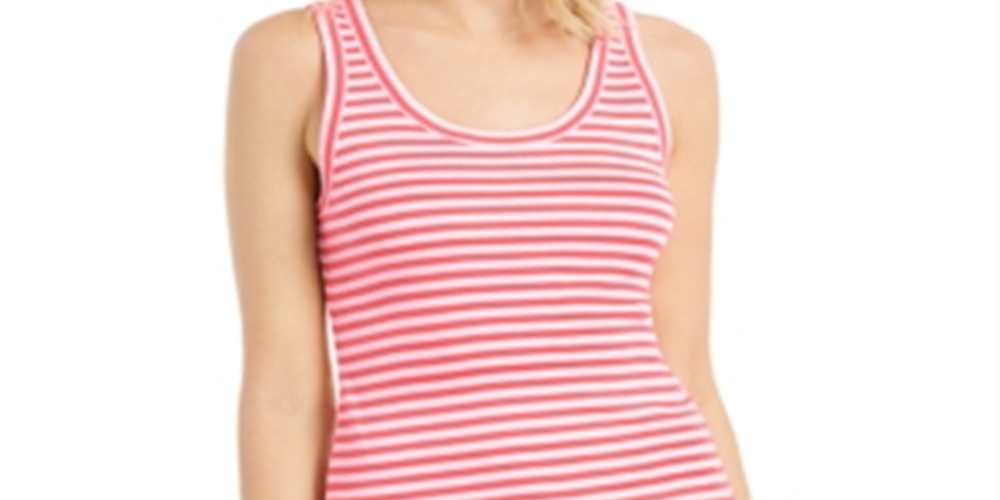 Charter Club Women's Supima Cotton Knit Stripe Tank Red Size XX-Large