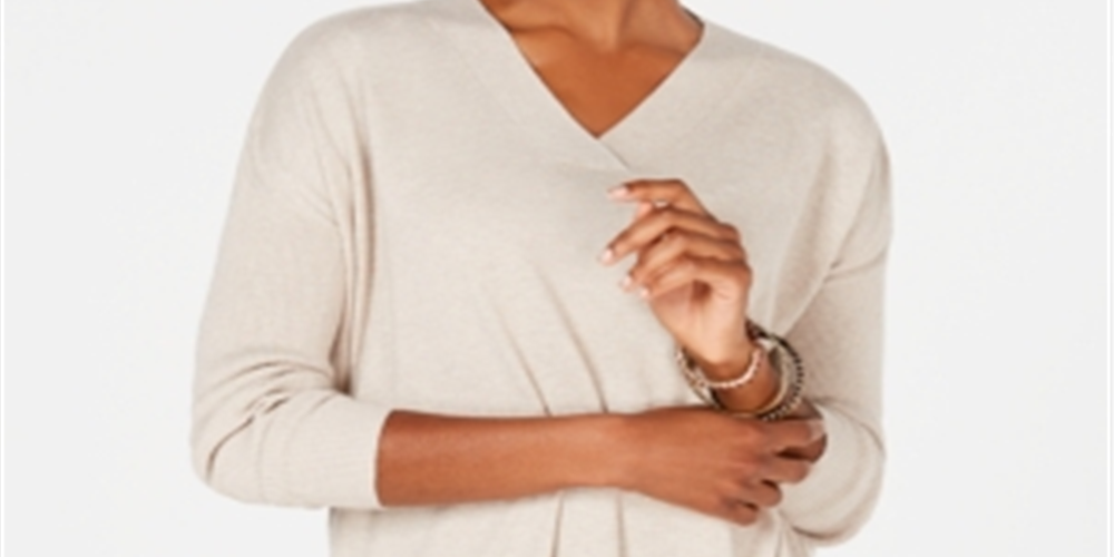 Style & Co Women's V Neck Tunic Sweater Brown Size XX-Large