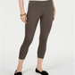 Karen Scott Women's Pocketed Zippered Button Detail Capri Pants Brown Size X-Large