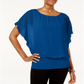 JM Collection Women's Flutter Sleeve Top Blue Size Petite L