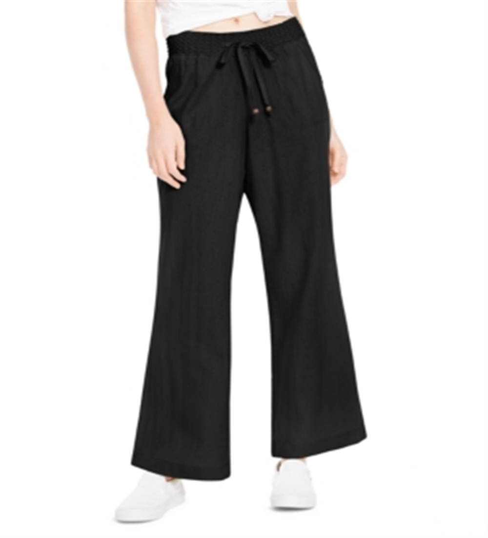 SoundStyle Women's Wide Leg Beach Pants Black Size Small