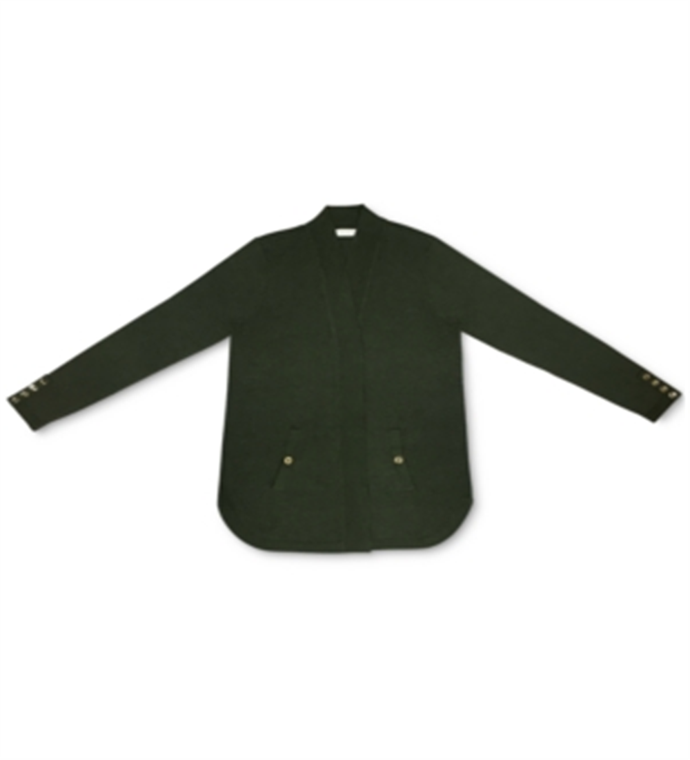 Charter Club Women's Solid Curved Hemline Cardigan Sweater Green Size X-Large