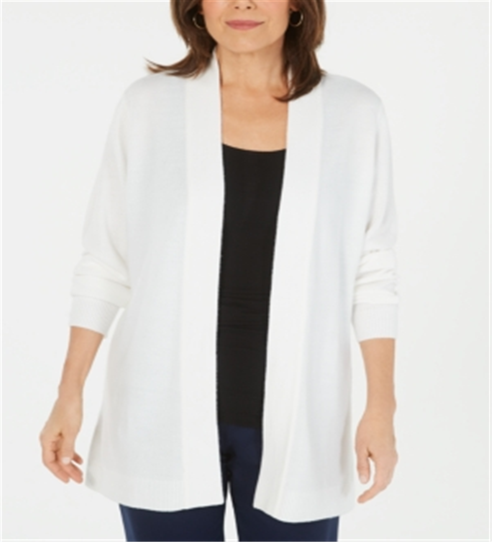 Karen Scott Women's Open Cardigan Sweater White Size Small