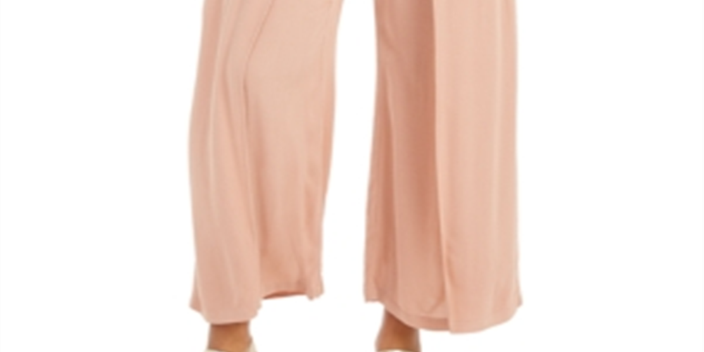 Style & Co Women's Textured Tie Waist Wide Leg Pants Pink Size X-Large