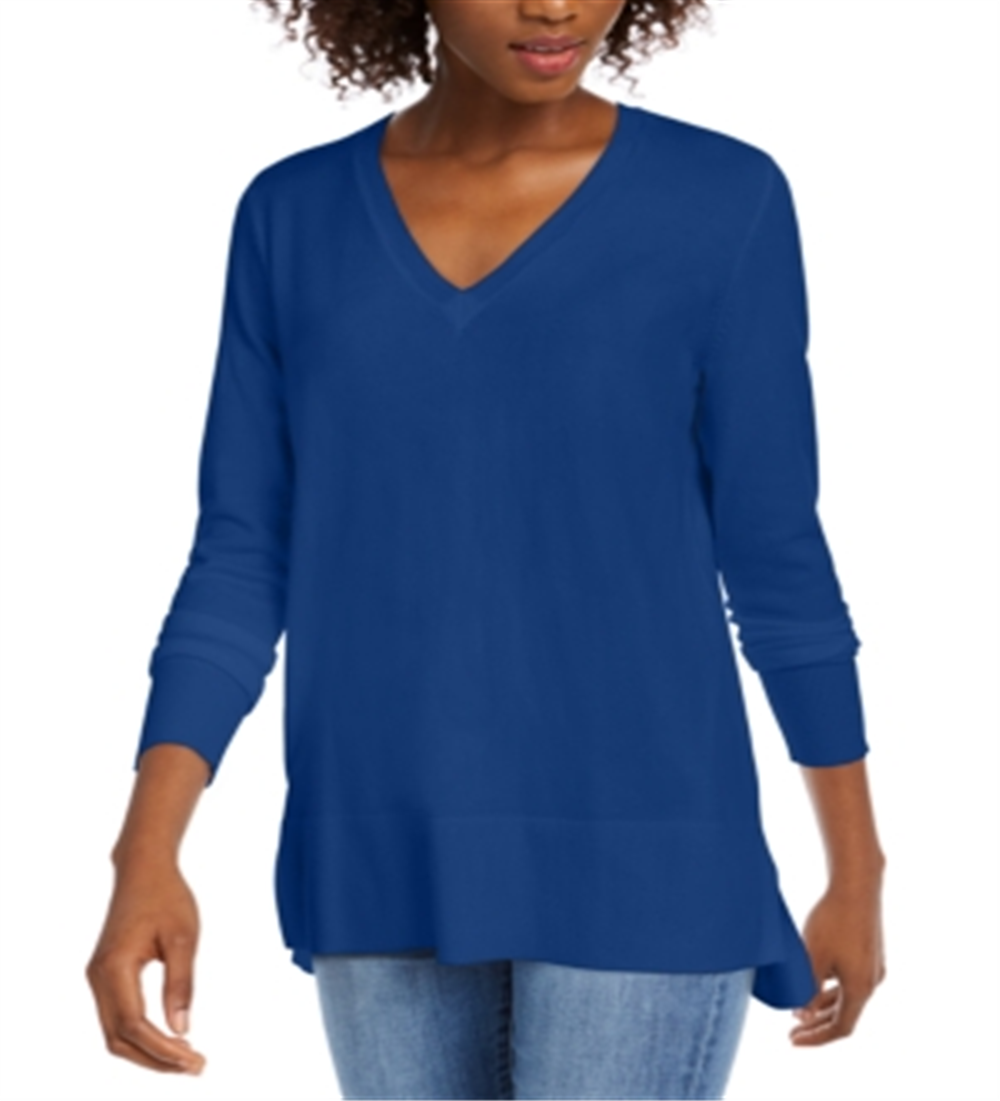 Maison Jules Women's V Neck Sweater Blue Size X-Small