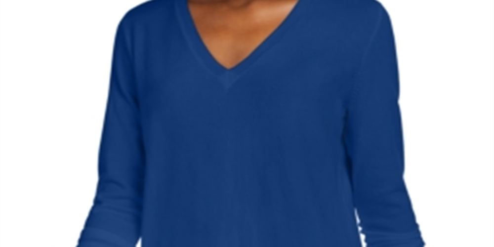 Maison Jules Women's V Neck Sweater Blue Size X-Small