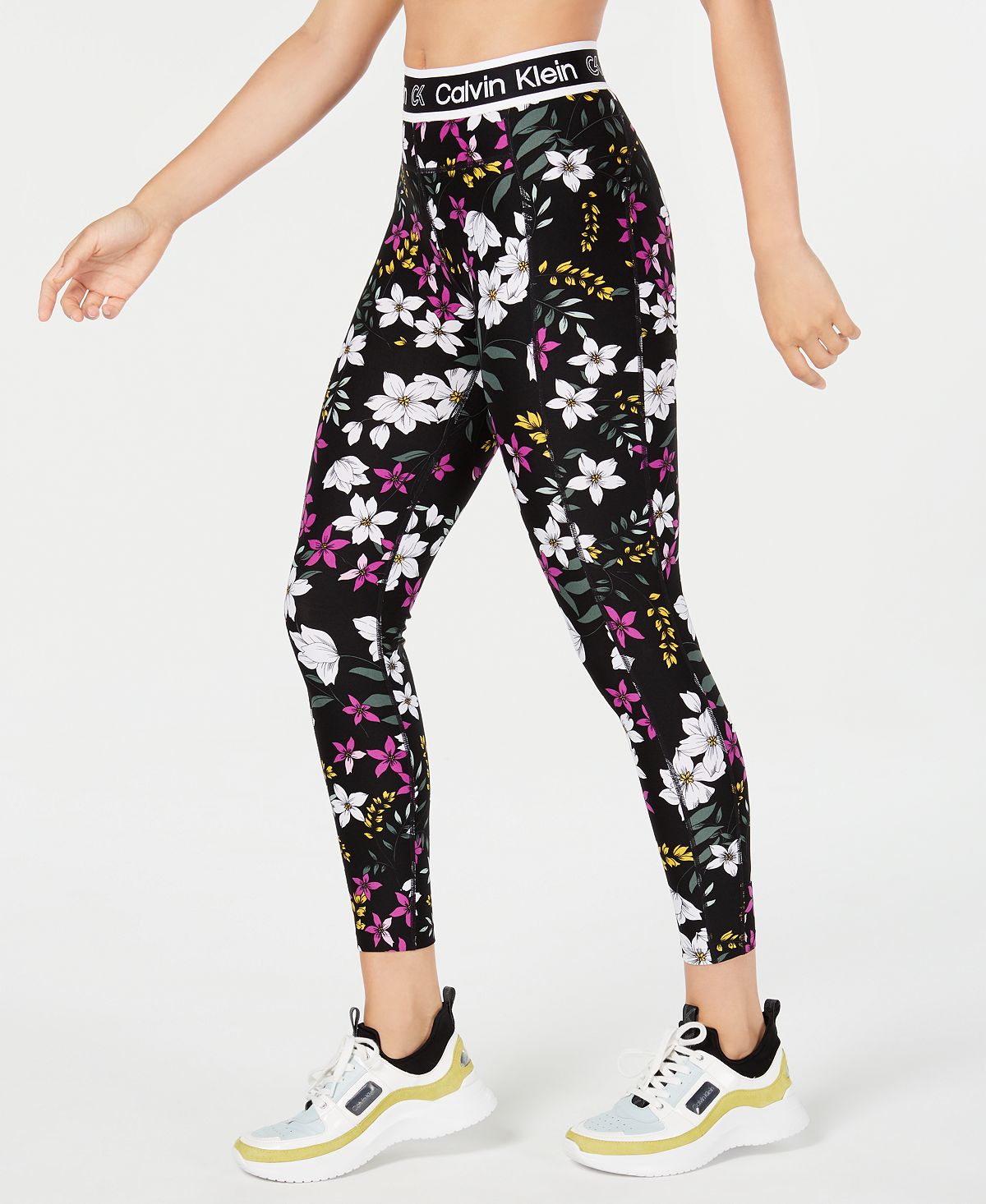 Calvin Klein Women's Performance Midnight Garden Printed Leggings Black Size XL