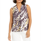 Bar III Women's Abstract Animal Print V Neck Blouse Black Size X-Large