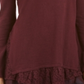 Style & Co Women's Lace Trimmed Long Sleeve Top Berry Jam Size Petite S