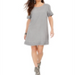 Style & Co Women's Fringed Denim T-Shirt Dress Gray Size X-Small