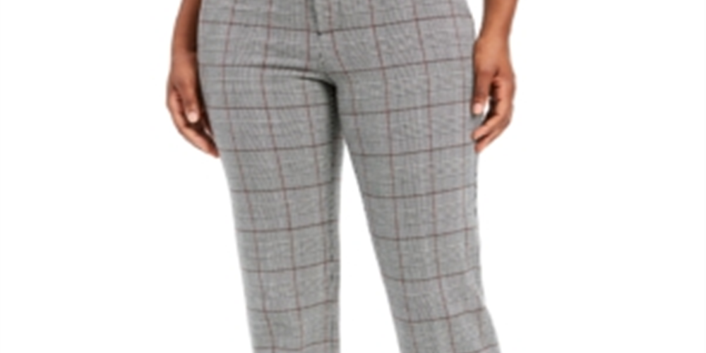 Charter Club Women's Houndstooth Trousers Gray Size 8