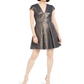 Vince Camuto Women's Fit & Flare Metallic Jacquard Dress Blue Size 4