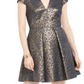 Vince Camuto Women's Fit & Flare Metallic Jacquard Dress Blue Size 4