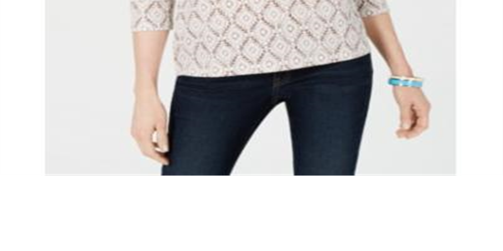Karen Scott Women's Vine Print 3/4 Sleeve Top Brown Size X-Large