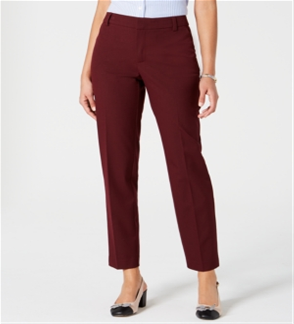Charter Club Women's Zippered Straight Leg Pants Red Size 12