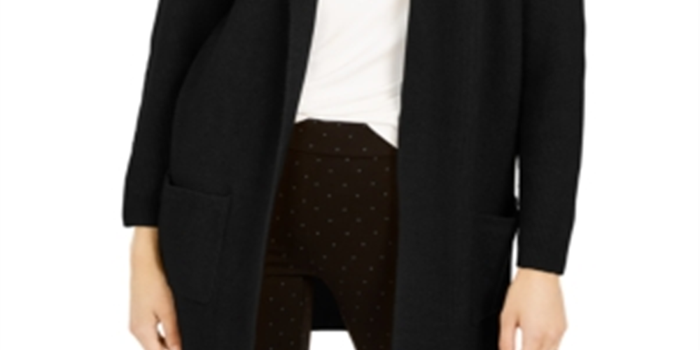 Style & Co Women's Oversized Patch Pocket Cardigan Black Size Petite L