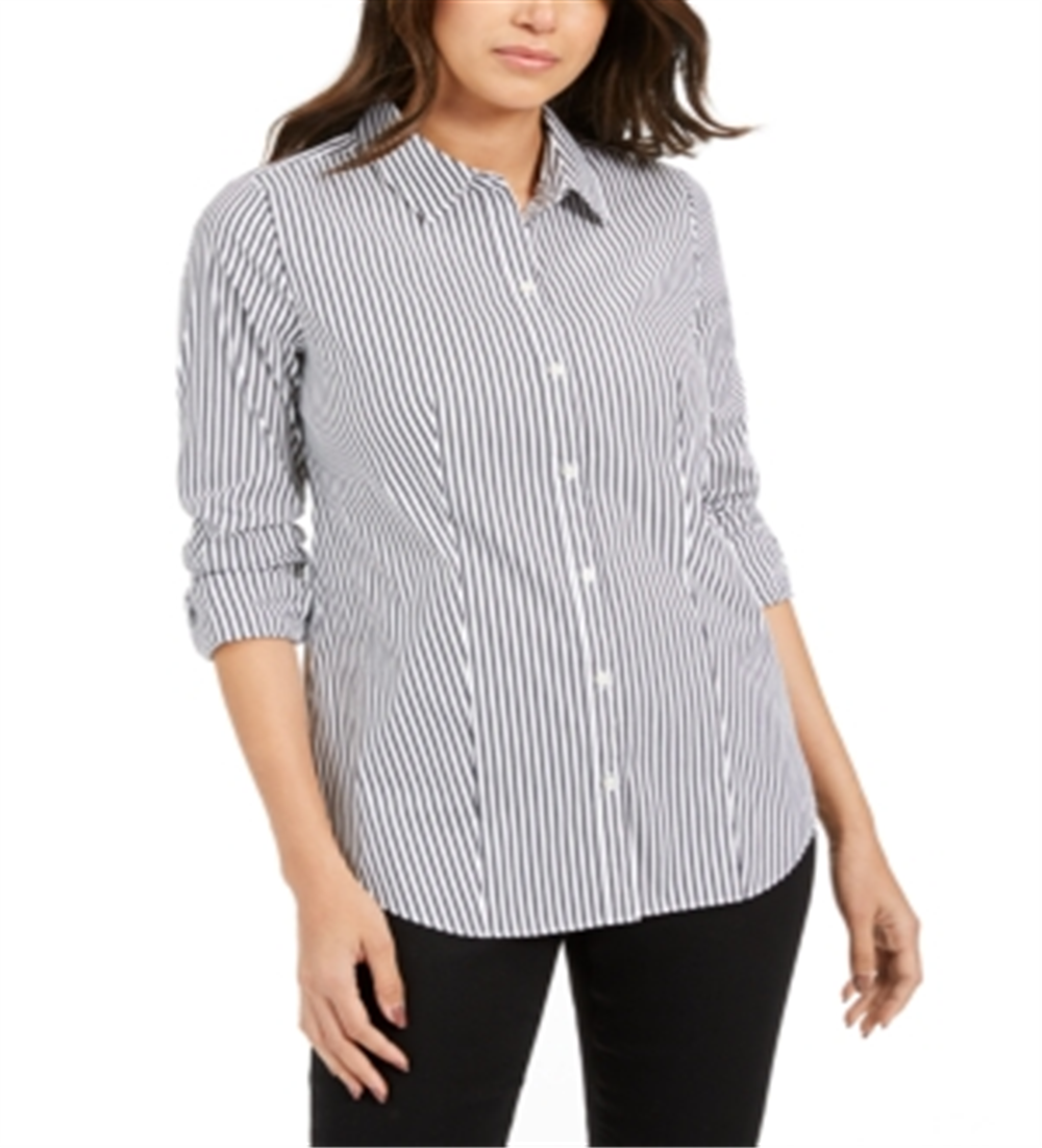 Charter Club Women's Striped Shirt Gray combo Size 6