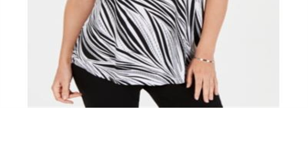 JM Collection Women's Printed Scoop Neck Top White Multi Size Medium