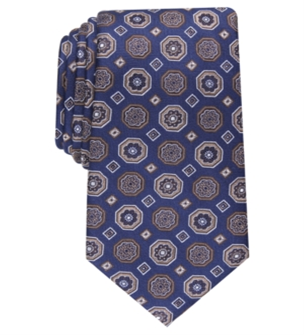 Tasso Elba Men's Classic Medallion Silk Business Neck Tie Brown Size Regular